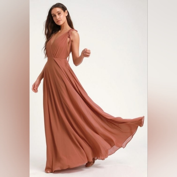 Lulu's Dance the Night Away Backless Maxi Dress in Rusty Rose Small - Picture 1 of 16